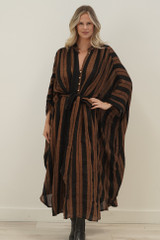 Donna Dress Black & Rust Stripe