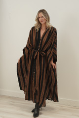 Donna Dress Black & Rust Stripe