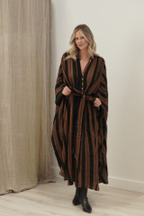 Donna Dress Black & Rust Stripe