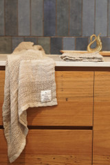 Ombre Linen Fringe Hand Towel Ombre Natural & White