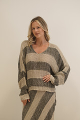 Franca Sleeve Top Natural & Black