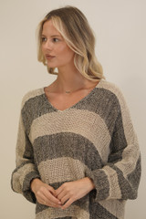 Franca Sleeve Top Natural & Black