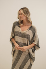 Sarita Fringed Top Natural & Black