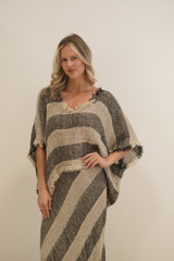 Sarita Fringed Top Natural & Black