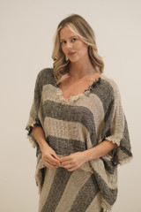 Sarita Fringed Top Natural & Black