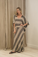 Sarita Fringed Top Natural & Black