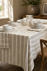 Atelier Table Cloth Natural Stripes