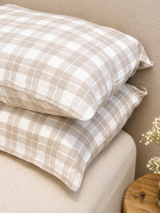 S/2 Atelier Linen Pillow Case Natural Check