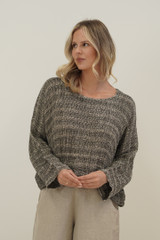 Elena Crop Top Natural & Black Woven Spaced