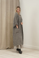 Pippa Duster Coat Black & Natural Spaced