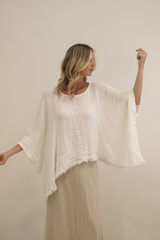 Alice Fringed Poncho Top White