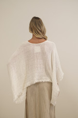 Alice Fringed Poncho Top White