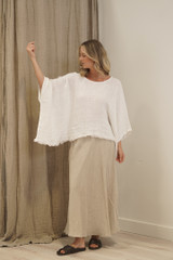 Alice Fringed Poncho Top White