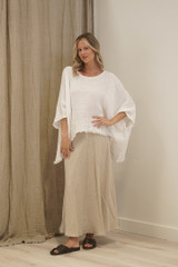 Alice Fringed Poncho Top White