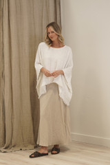 Alice Fringed Poncho Top White