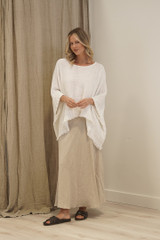 Alice Fringed Poncho Top White