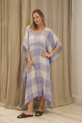 Erika Oversized Kaftan Heather Blue Check
