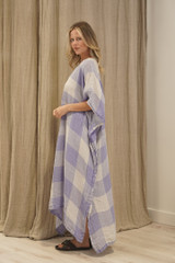 Erika Oversized Kaftan Heather Blue Check