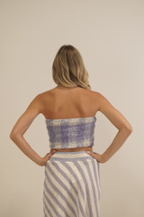 Reggie Tube Top Heather Blue Check