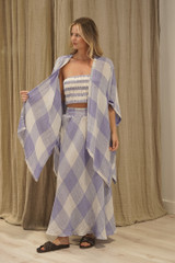 Carmen Cardigan Heather Blue Check