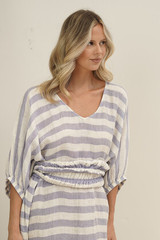 Rosa Elasticated Sleeves Kaftan Heather Blue Combo