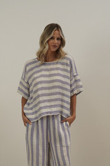 Barbara Top Heather Blue Combo