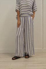 Mia Linen Pants Heather Blue Combo