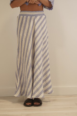 Sottana Bias Cut Linen Skirt Heather Blue Combo