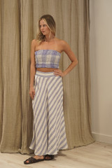 Sottana Bias Cut Linen Skirt Heather Blue Combo