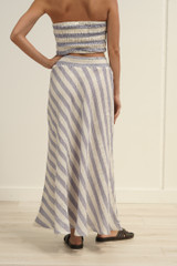 Sottana Bias Cut Linen Skirt Heather Blue Combo