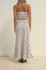 Sottana Bias Cut Linen Skirt Heather Blue Combo