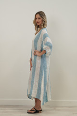 Rosa Elasticated Sleeves Kaftan Coastal Sky Stripes
