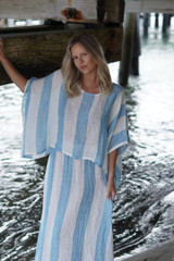 Carol Poncho Top Coastal Sky Stripes