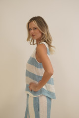 Mirabella Sleeveless Top Coastal Sky Stripes