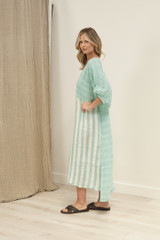 Rosa Elasticated Sleeves Kaftan Cascade Green Combo
