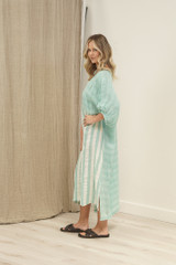 Rosa Elasticated Sleeves Kaftan Cascade Green Combo