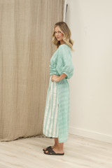 Rosa Elasticated Sleeves Kaftan Cascade Green Combo