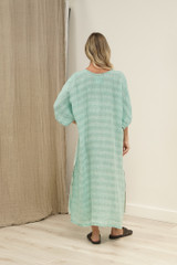 Rosa Elasticated Sleeves Kaftan Cascade Green Combo