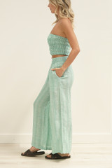 Mia Linen Pants Cascade Green Combo