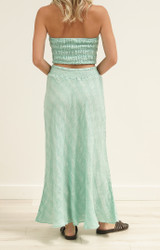 Sottana Bias Cut Linen Skirt Cascade Green Combo