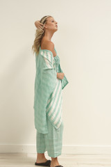 Carmen Cardigan Cascade Green Combo/Stripes