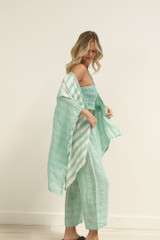 Carmen Cardigan Cascade Green Combo/Stripes