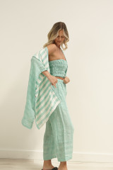 Carmen Cardigan Cascade Green Combo/Stripes