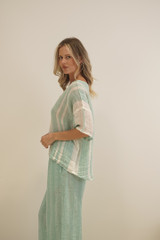 Barbara Top Cascade Green Stripey