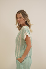 Carina Box Top Cascade Green Stripey