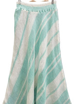 Sottana Bias Cut Linen Skirt Cascade Green Stripey