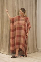 Erika Oversized Kaftan Cameo Brown Check