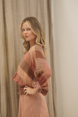 Serena Shirred Hem Top Cameo Brown Check