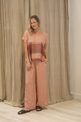 Mia Linen Pants Cameo Brown Check