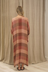 Rosa Elasticated Sleeves Kaftan Cameo Brown Combo